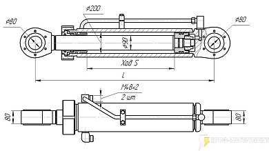 Гидроцилиндр подъема и опускания ковша ПК 65.43.02.000