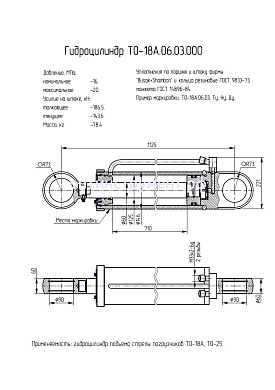Гидроцилиндр подъема стрелы погрузчика "ТО-18А" ТО-18А.06.03.000
